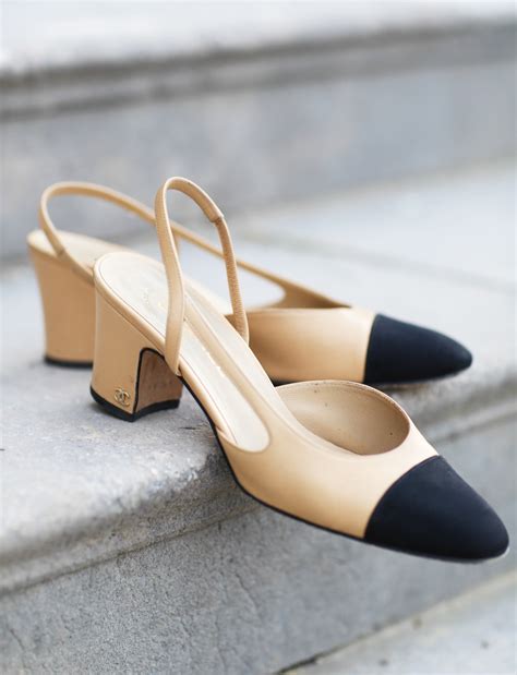 chanel slingback two tone|chanel pumps beige and black.